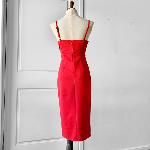 TIGER MIST Spaghetti Strap Deep V-neck Red Bodycon Dress - Picture 8 of 11